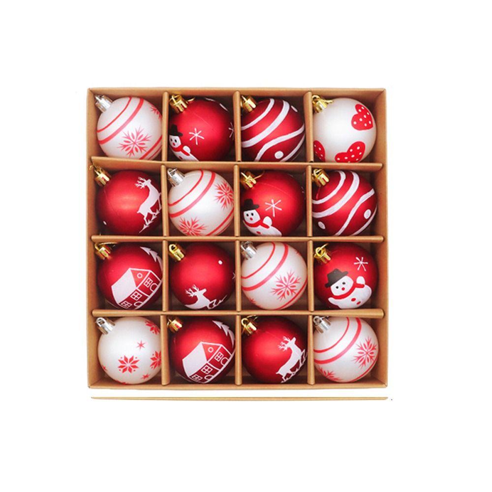16 шт. Пластиковые гальванизированные рождественские подвесные шары Мультяшный кулон на рождественскую елку Домашний рождественский декор
