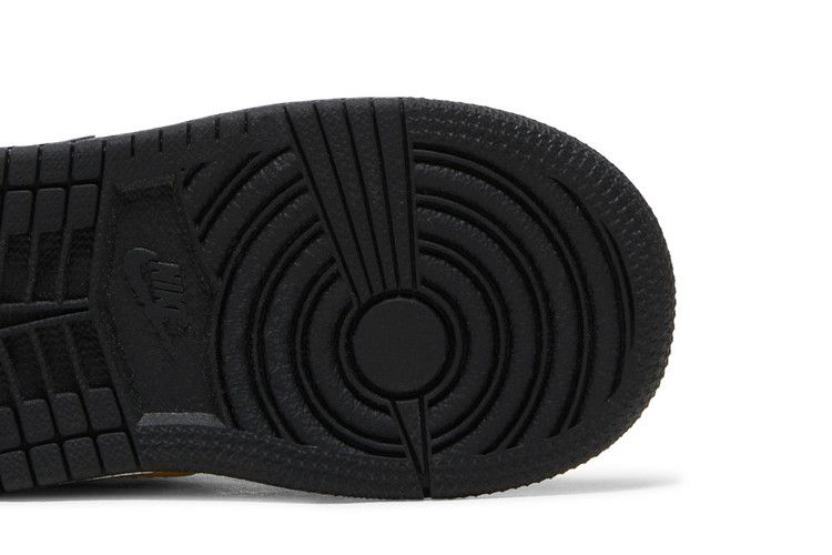 Детские кроссовки Nike Jordan 1 Mid Patent Черно-белые с золотым (ТД) Черный/Бело-Золотой Металлик