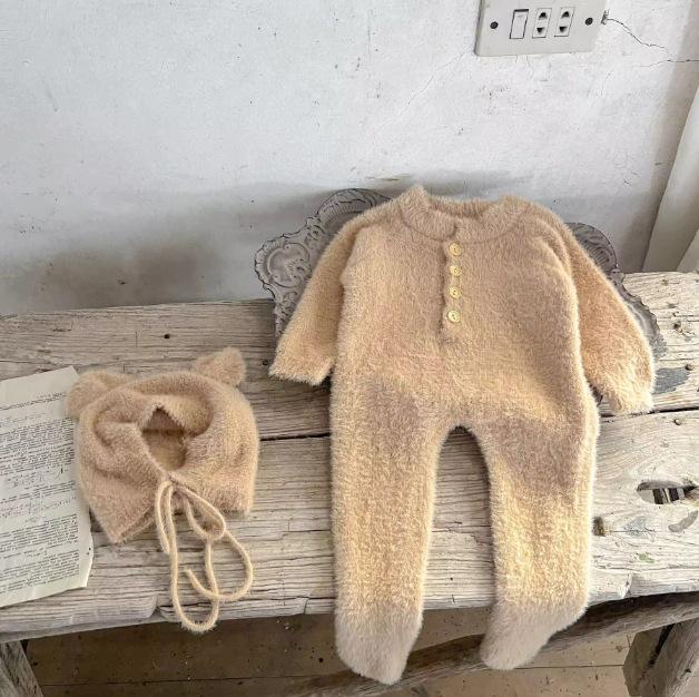 Детский комбинезон на осень и зиму: Очень милый комбинезон из искусственной норки с покрытием из медвежьих лапок для мальчиков и девочек