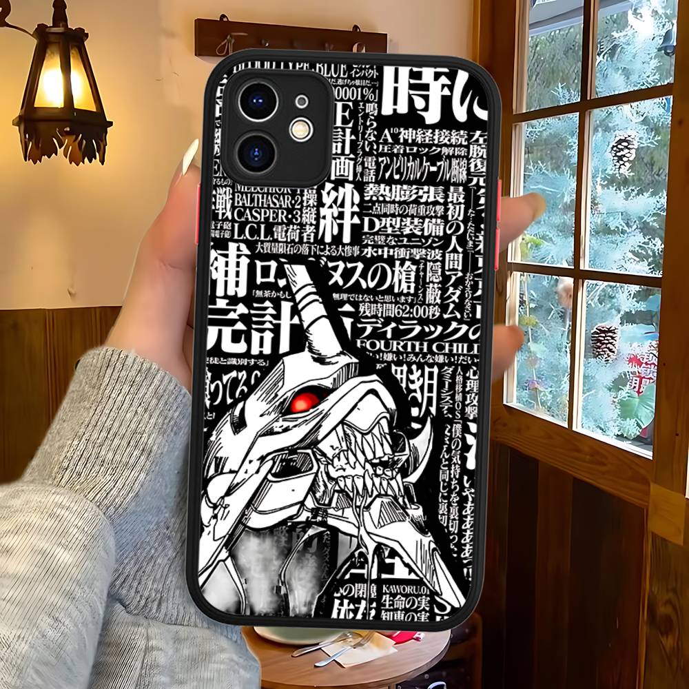 Чехол для телефона с аниме E-Evangelions для iPhone 11 12 13 14 15 16 Pro Plus X XS MAX Матовый бампер Ударопрочный чехол