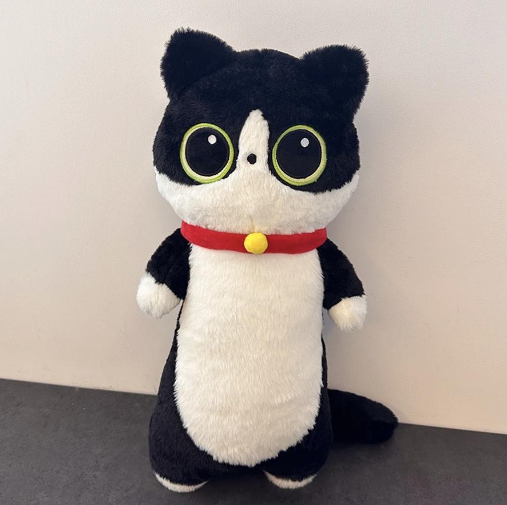 Kawaii Siamese Cat Plush Toy Long Oblong Orange Black Kitten Cats Nap Sleep Pillow For Kids School Home Bed Decor Hug Cushion