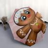 Gingerbread Man Themed Travel Umbrella-8 Ribs Automatic Opening and Closing, Portable Folding Design, Compact and Stylish Umbrella Suitable