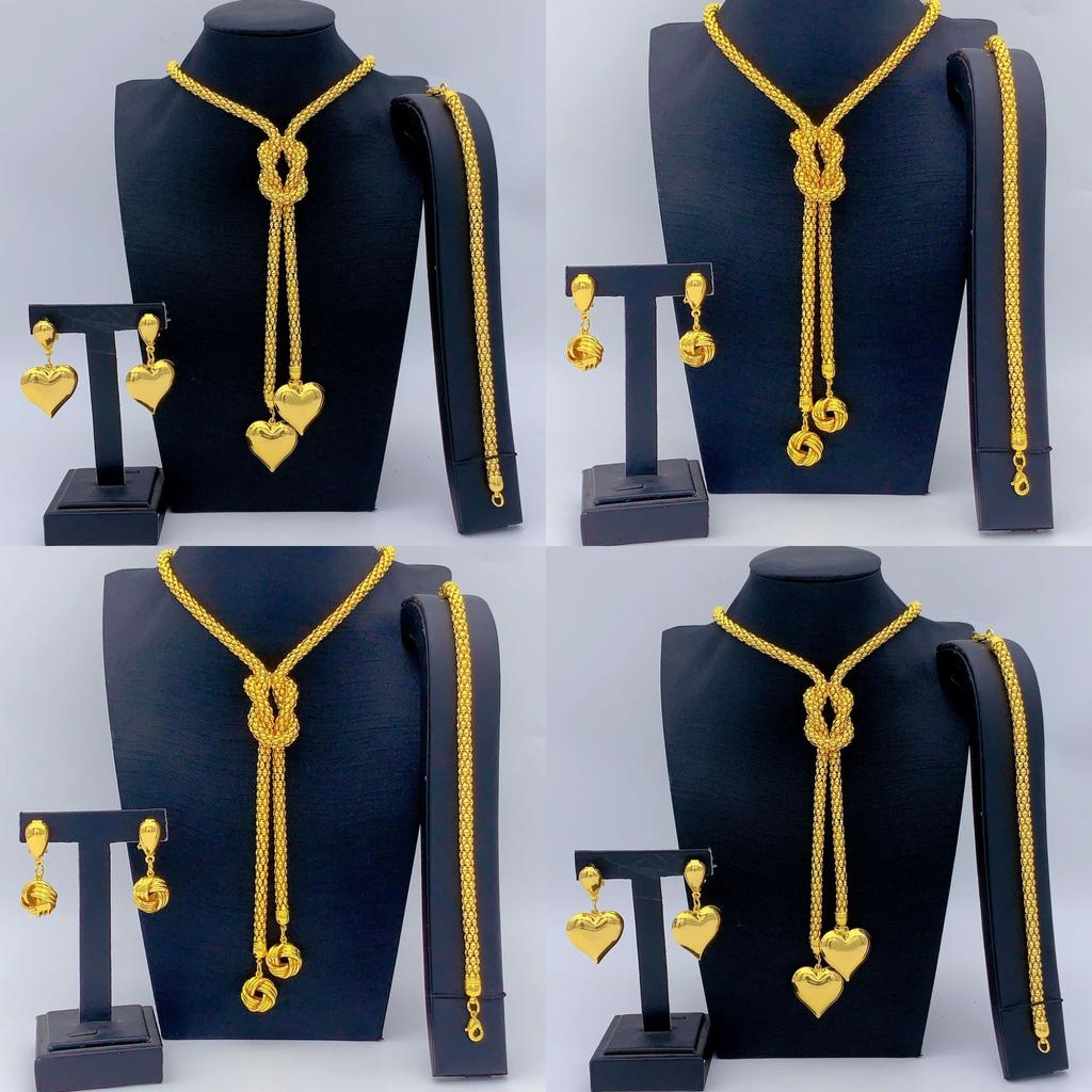 Dubai African European and American Trendy Chain Women Ins Cold Wind Retro Long Necklace Bracelet Earrings Jewelry