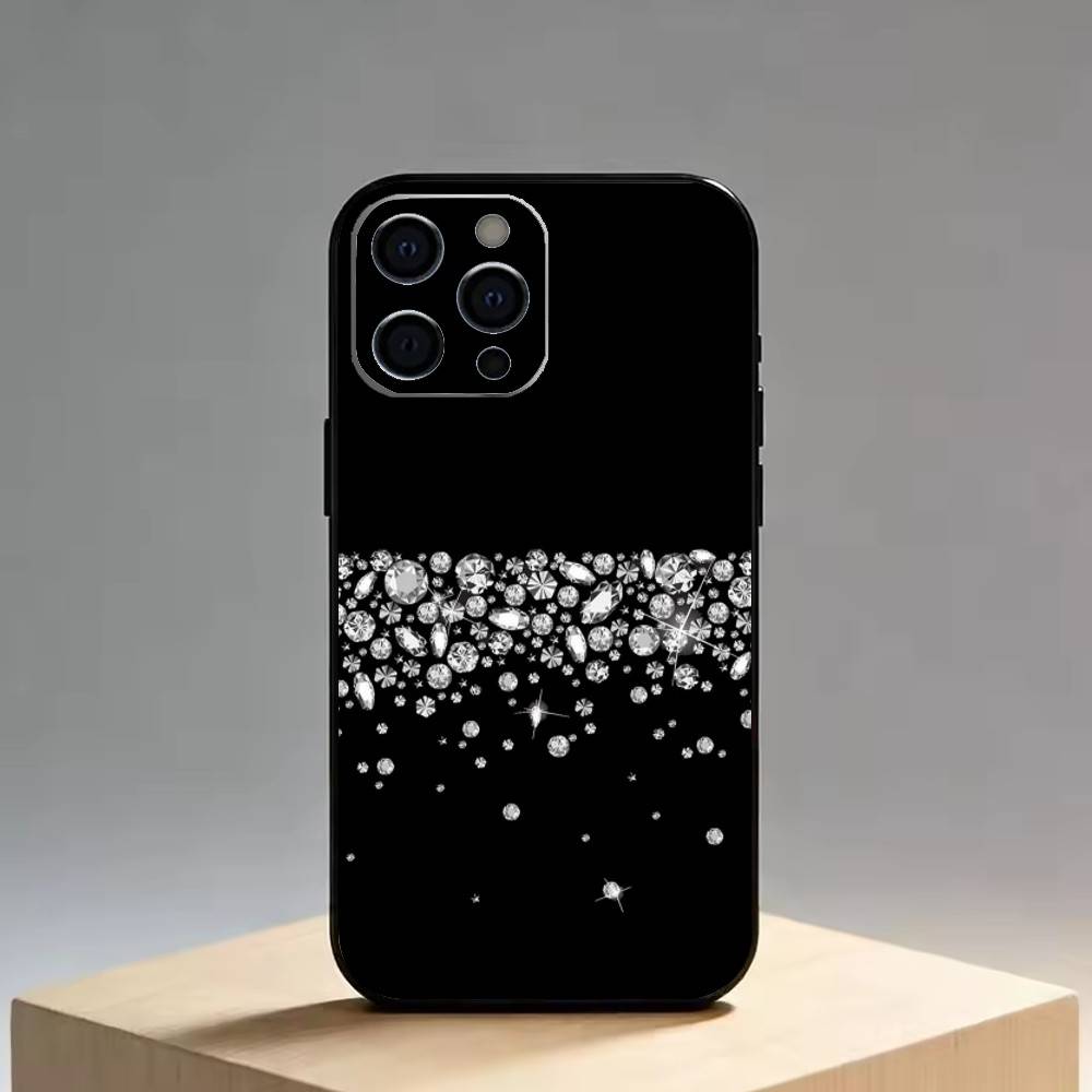 Роскошный блестящий чехол-вспышка для iPhone 17, 16, 15, 14, 13, 12, 11 Plus, Pro Max, Другие Мягкий Черный Чехол