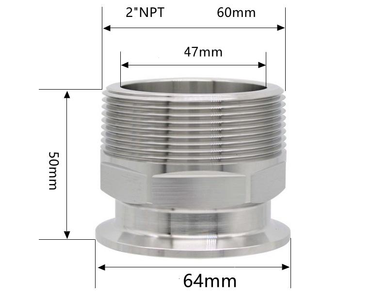 1/4" 3/8" 1/2" 3/4" 1" -4" NPT Наружная резьба x 0.5" 0.75" 1.5" 2" -4" Соединение Tri Clamp Трубопроводная арматура Нержавеющая сталь 304 316L Санитарная