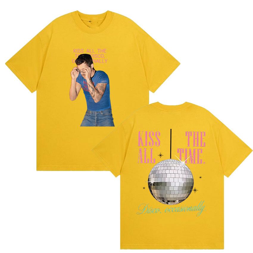 Мужская винтажная хлопковая футболка унисекс Harry Styles Kiss All The Time Tour Y2K с коротким рукавом