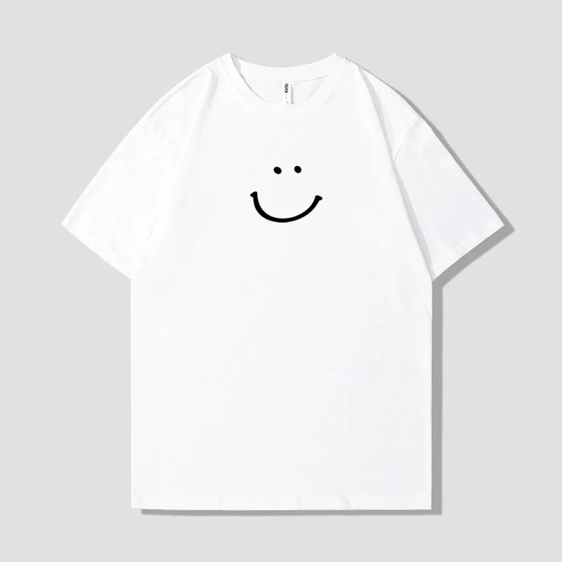 Летняя модная мужская футболка в стиле ретро с изображением улыбающегося лица из 100% хлопка с круглым вырезом и принтом, высокое качество, повседневная футболка для фитнеса и улицы