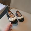 Elegant Girl Princess Shoes Chic Fashion Lace Ruffled Edge Children's Leather Shoes Non-slip Breathable Kids Causal Flat Shoes