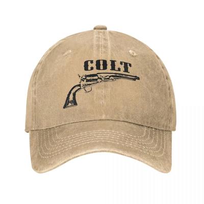 Винтажная бейсболка Colt Handgun Унисекс Потертая Выстиранная Кепка Снэпбэк Огнестрельное оружие На открытом воздухе Лето Неструктурированная Мягкая Кепка