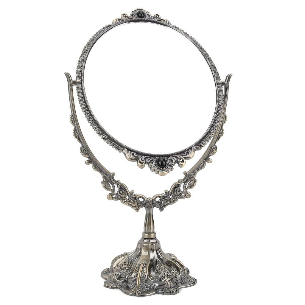 Зеркало для макияжа Европейское Металлическое Ретро Двустороннее Зеркало для Ванной Комнаты Спальни Туалетного Столика(Бронза Большая )