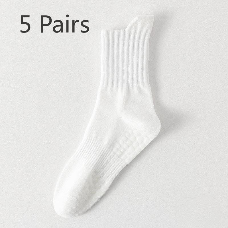5 Pairs of Full Palm Silicone Non-slip Sports Men's Socks Non-slip Shock-absorbing Running Fitness Sweat-absorbing Breathable Boneless Cotton Socks