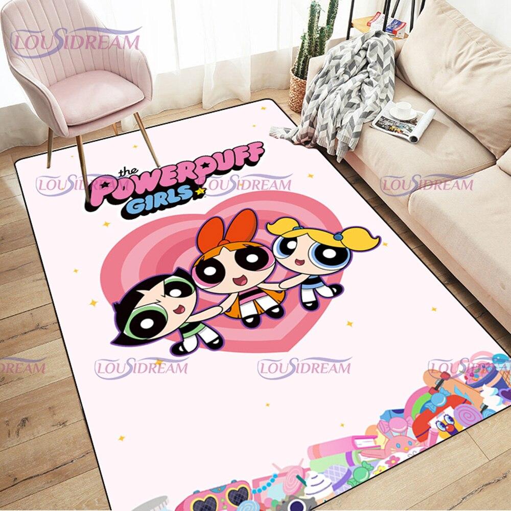 Ковер с героями мультфильмов «Крутые девчонки» с принтом для гостиной, спальни, декор, ковер для ванной комнаты, нескользящий ковер, напольный коврик, коврик в прихожей