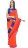 Atasi Indian Traditional Georgette Saree Women's Solid Orange Sari With Blouse