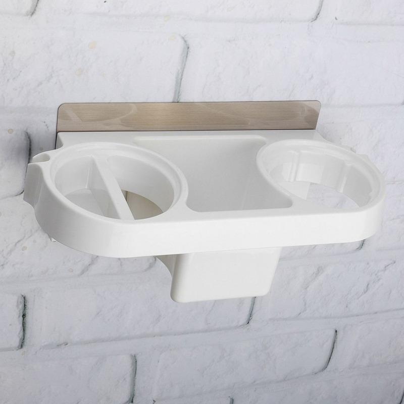 Hair Dryer Rack Comb Holder Bathroom Storage Organizer Self-adhesive Wall Mounted Stand for Shampoo