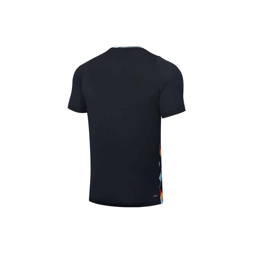 Футболка унисекс с коротким рукавом и вышитым принтом логотипа серии Li Ning Badminton, быстросохнущая, черная AAYT057-3