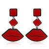 European and American Flame Big Red Lips Rock Punk Jazz Super Exaggerated Fashion Acrylic Earrings