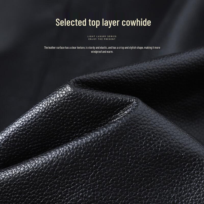 Futing Men's Top-Grain Leather Goose Down Jacket with Mink Fur Collar