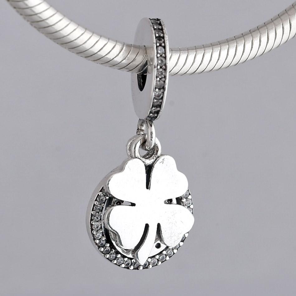 Original Four-Leaf Clover &The Horseshoe Lucky Day Pendant Bead Fit 925 Sterling Silver Bead Charm Fashion Bracelet Diy Jewelry