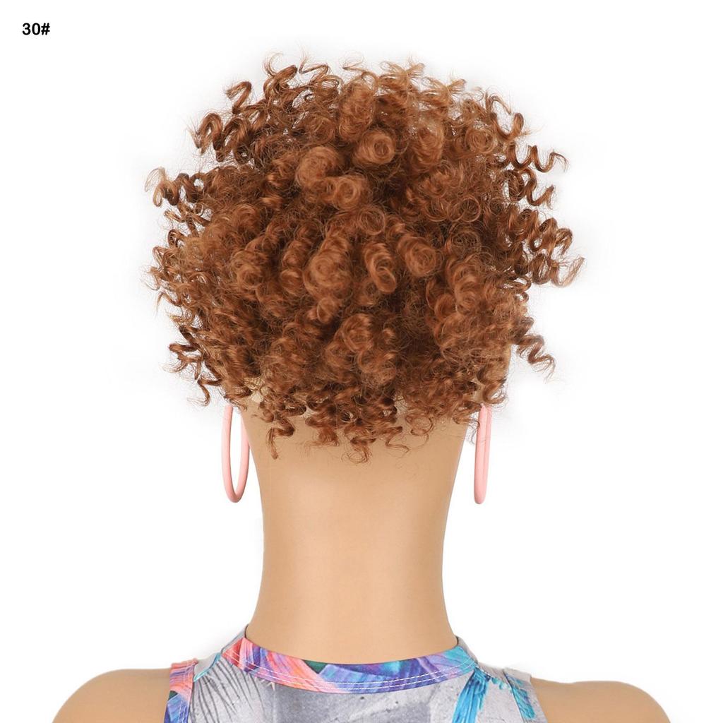 Африканский кудрявый пучок-бублик шиньон резинка обертка афро пуф черный синтетический парик для женщин для ежедневного использования