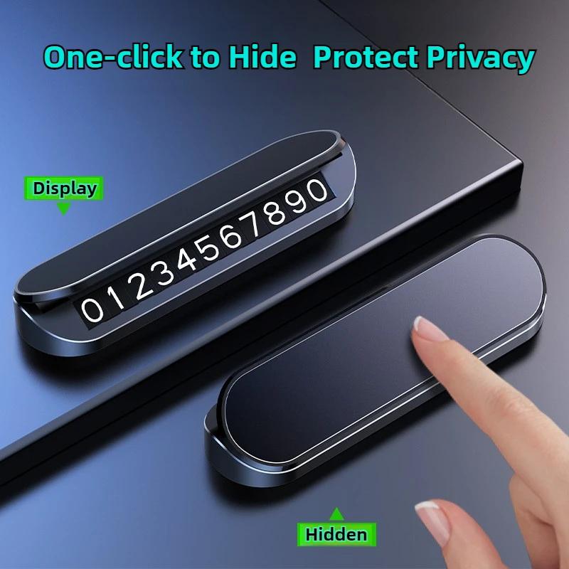 Car Temporary Parking Number Plate Aluminum Alloy Dashboard Hidden Phone Number Sign