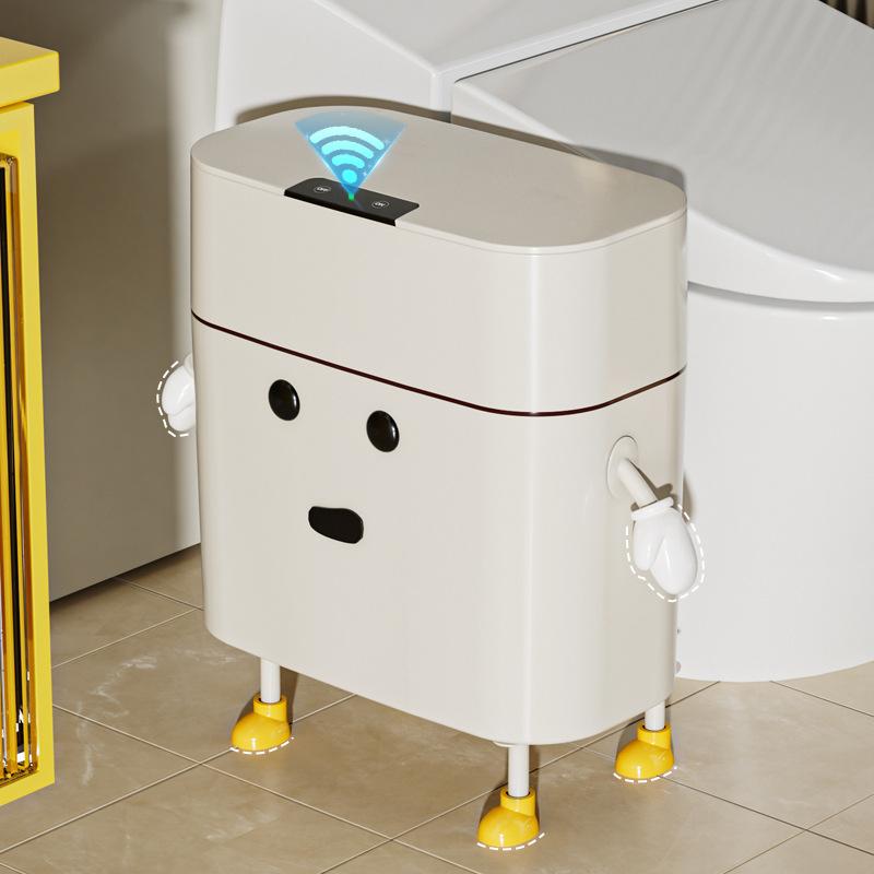 Home New Smart Sensor Trash Can: High-Appearance, Large Cartoon Storage for Living Room/Bedroom/Kitchen/Bathroom