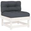 VidaXL Center Sofa with Cushions White Solid Pine Wood, Garden Sofa, Garden Seat, Outdoor Seat, Sofa 825430