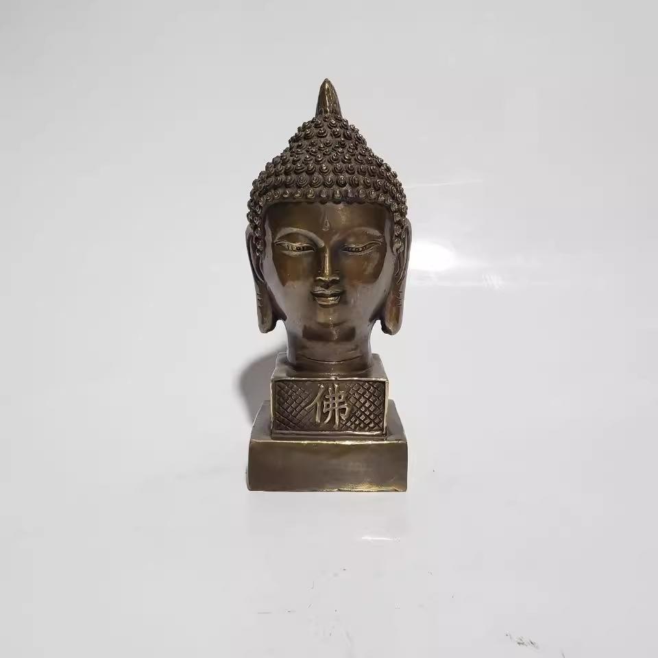 Old Tibet Buddhism Bronze Shakyamuni Sakyamuni Amitabha Buddha Head Statue