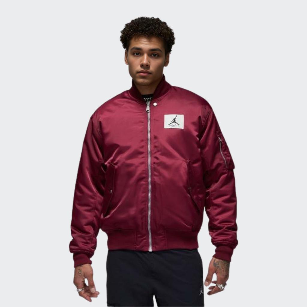 Jordan Reversible Cotton Jacket With Logo Patch And Baseball Collar Men Outerwear Cherrywood-Red DQ7345-680