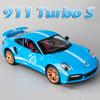 1:Масштаб 32 Модель спортивного автомобиля 911 Turbo S Игрушки Сплав Литье под давлением Миниатюрные суперкары Звук Свет Двери открываются Оттянуть Назад Для детей Подарки