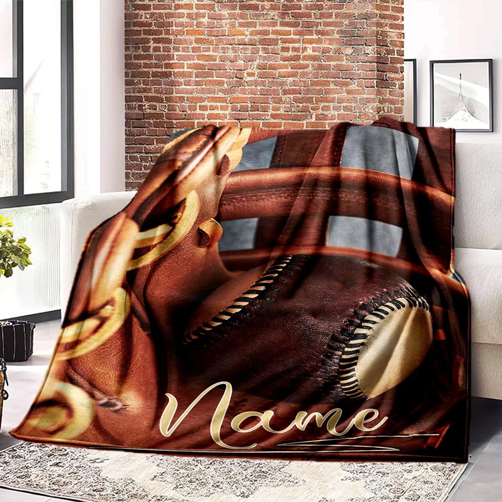 Baseballthemed Home Customize Your Name Blankets Comfortable Soft Lightweight Allseason Multipurpose Blanket For Picnics Sofas Offices Beds Living