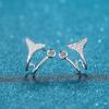 S925 Sterling Silver Earrings Female Plated Pt950 Little Mermaid Tail Micro -Mosaic Mossan Stone Earrings Earrings