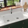 VidaXL Built-in Kitchen Sink with 2 Bowls White Built-in Sink 141677