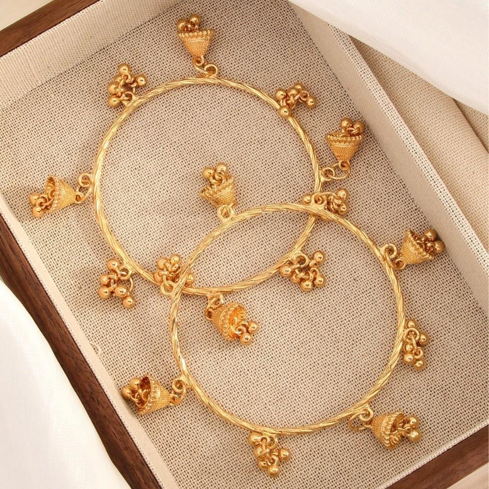 2pcs Zinc Zinc Alloy Bell Charm Bracelet Vintage Multi-Drop Ornament Bangle Bohemian Style Bracelets Daily