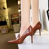 Модные туфли на высоком каблуке в европейском и американском стиле в стиле ретро, ​​женские туфли на тонком каблуке с глубоким вырезом и острым носком