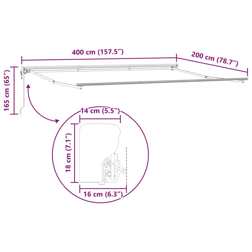 Electric Retractable Awning Yellow White Anthracite 4 x 2 m