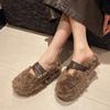 Fashion personalized belt buckle deep mouth single shoes women's autumn and winter new one-pedal versatile lightweight soft-soled fluffy shoes