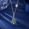 Sterling Silver Christmas Tree Pendant Necklace for Women - Trendy Gift for Girlfriend