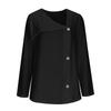 Women's Solid Color Button V-neck Long Sleeved Pullover Top