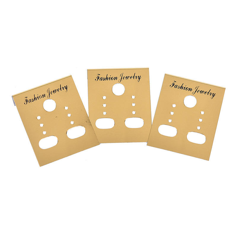 100X Gold Professional Type Plastic Earring Ear Studs Holder Display Hang Cards,