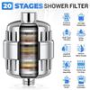 20-Stage High-Output Shower Water Filter for Chlorine Fluoride and Heavy Metal Removal - Water Softening for Shower Heads