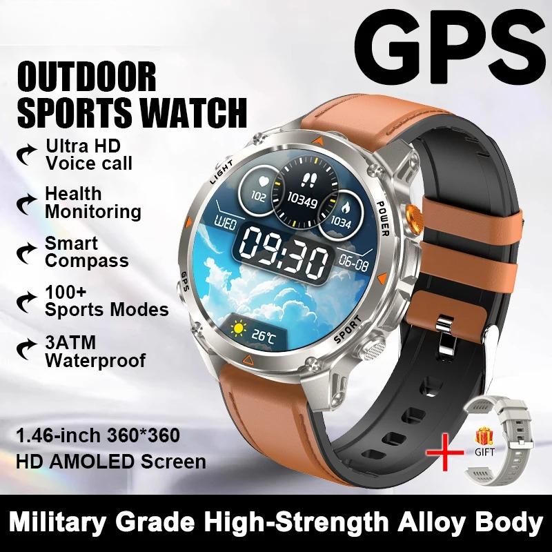New Military Outdoor GPS Positioning SmartWatch Men Run RIDE Fitness GPS Tracer 10ATM/IP69 Compass HD call Sports Watch bracelet