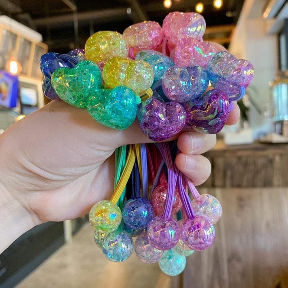 Gradient Elastic Hair Band Crack Heart Hair Ties New Ponytail Holder for Girl