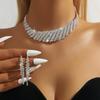 Серия "Цепь с когтями" Стразы Преувеличенное ожерелье Серьги Комплект Ужин Ключица Цепочка Ожерелье Женщины