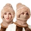Windproof 2in1 Scarf Hat Plush Balaclavas Hat Fashion Winter Cap Mask Set  Riding