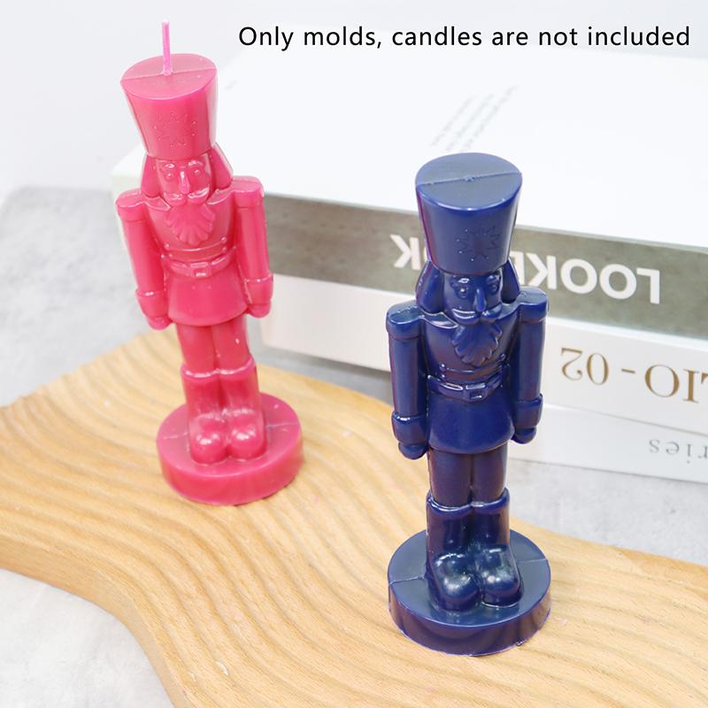1 Set Christmas Ornaments Nutcracker Silicone Candle Mold Christmas Diy Decoration Dinner Soy Wax Mould
