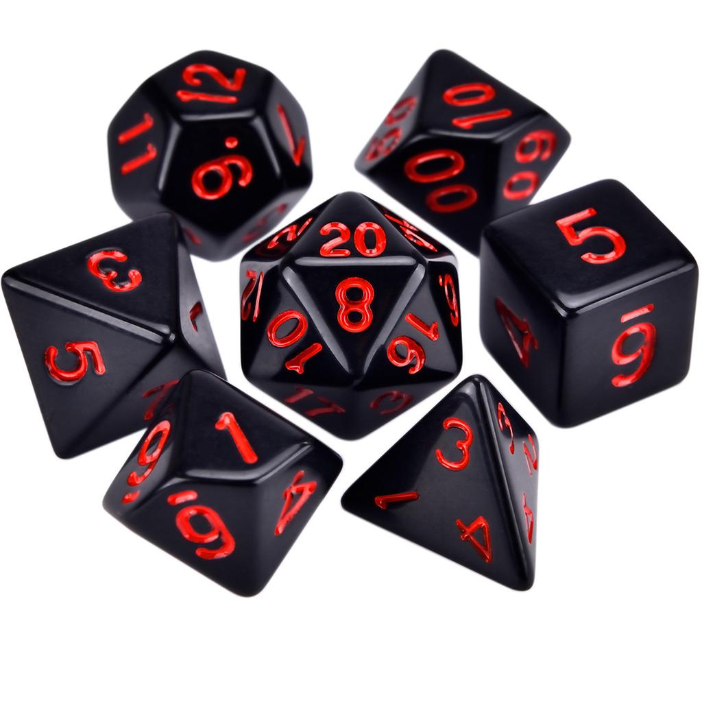7pcs/lot Black Red Dice Set Double-colors Polyhedral Dice D4 D6 D8 D10 D% D12 D20 Game Dice