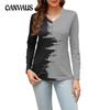 Spring and Autumn Women's Blouse V-neck Collision Printed Long Sleeve Top