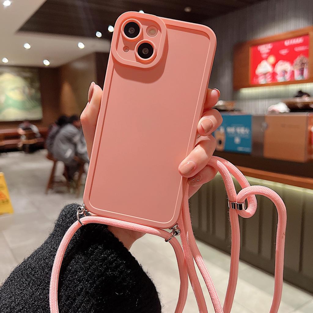 Силиконовый чехол с ремешком-цепочкой для Samsung S22 S23 S21 ultra S20 Fe A33 A53 A12 A22 A32 A52 A72/Redmi 9 9A 9T, мягкая задняя крышка из ТПУ ярких цветов