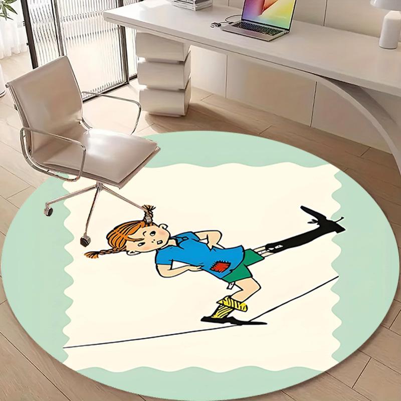 1pc Pippi Longstocking2 Design Printed Area Round Carpet for Bedroom Living Room Home Decor Rugs Mat Non Slip Mat Rug for Bedside