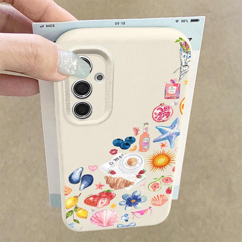Модный Чехол В Морском Стиле С Рисунком Китов Для Samsung S26 S25 S24 Ultra S23 S22 S21 FE A15 A16 A17 A35 A36 A37 A54 A55 A56 A57 5G Кожаная Текстура Обложка